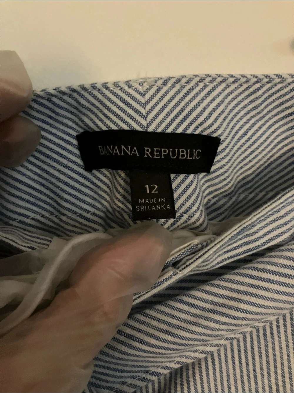 LIKE NEW! BANANA REPUBLIC BLUE PINSTRIPE WIDE-LEG TIE WAIST LINEN  PANTS SIZE 12